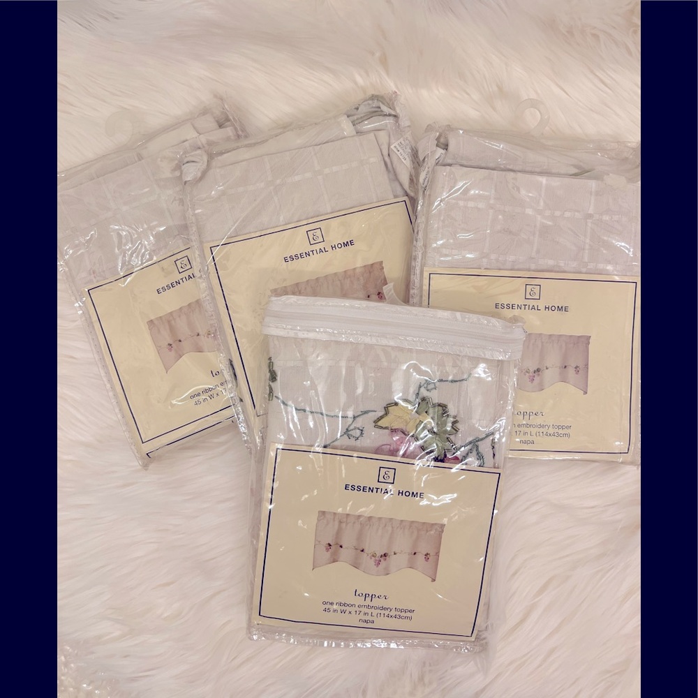 Home essentials embroidery topper set of 4